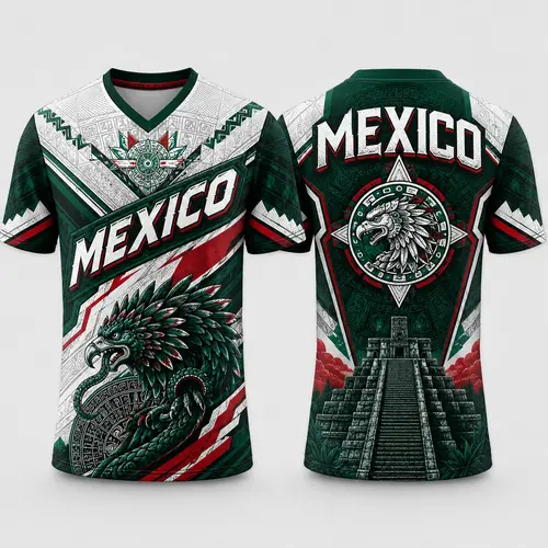 Unisex Aztec-Inspired Eagle Print Polyester Mesh Jersey - Lightweight Deep V-Neck, Short Sleeve, Breathable Fitness Workout Shirt, Sportswear, Cultural Athletic Streetwear (S, 2XL)