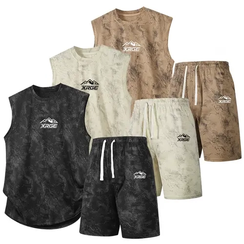 Men's casual suit summer new short sleeved shorts set loose casual suit
