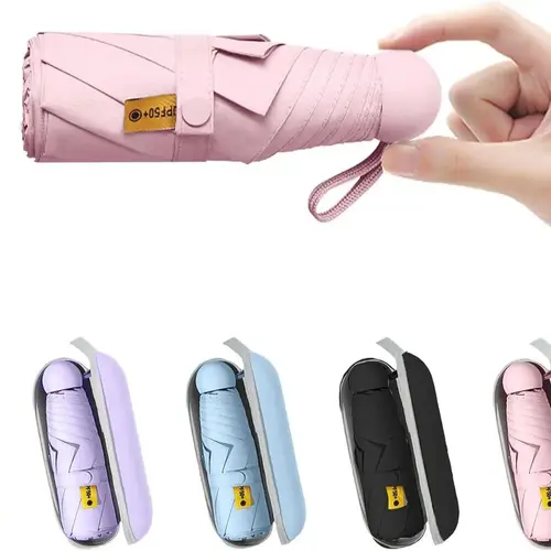Mini Travel Umbrella with Case, Compact UV Protection Windproof Pocket Umbrella,sohochic