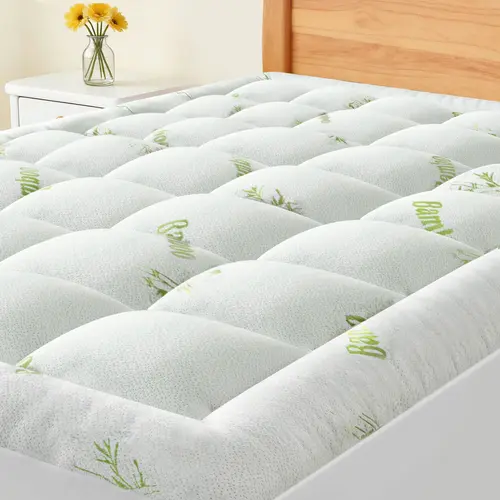 Sweetcrispy Bedding Cooling Bamboo Fabric Mattress Topper - 400G Ultra Soft, Breathable Pad for Back, Side Sleepers (Toppers & Protectors Category), Cooling Bamboo Fabric Mattress Pads, Toppers & Protectors