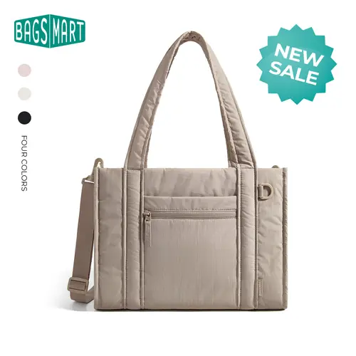 【NEW IN】BAGSMART Boxy Tote Bag for Women, Small/Medium Crossbody Bag with Zipper/Detachable Shoulder Strap, Women's Tote Handbags, Daily Causal Work Bag Work Tote for Travel Work College School sohochic