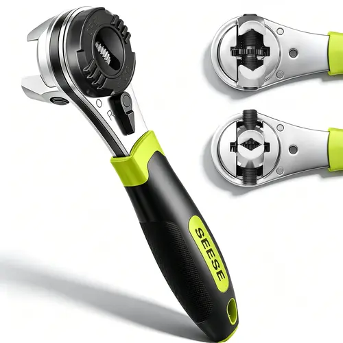 SEESE Adjustable Ratchet Wrench Kit for 6-22mm Screw, Portable Adjustable Ratcheting Wrench Set with Non-slip Handle
