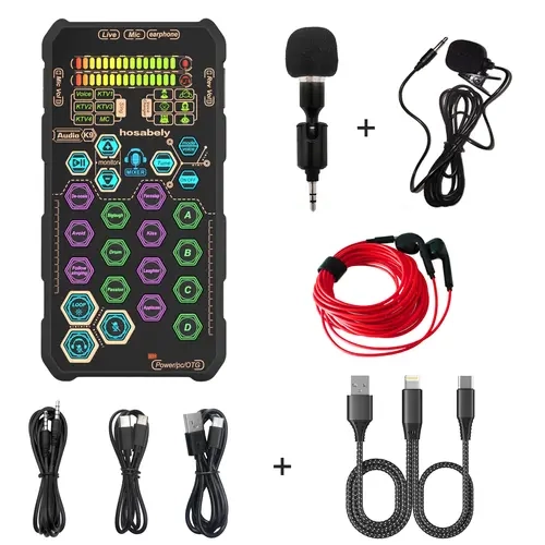 HOSABELY SK9PRO Upgrade Compact Handheld Digital Sound Card Kit - Universal Sound Card Package, Content Creator Tool, Streaming/Podcast Audio Interface with SK9-Mini Lapel Mic, Compatible with iPhone, Laptop, PS5