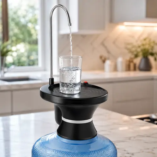 Cordless Compact Automatic Drinking Water Dispenser Pump - USB Rechargeable, Convenient Easy-to-Carry Efficient Electric Pump for 2-5 Gal Jugs with Dual Switch Control for Home, Camping