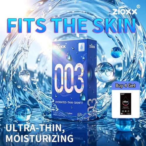 ZIOXX 003 Natural Latex Rubber Condoms, 10-Count Standard Universal Fit, 0.045mm Ultra Thin, Safety-Focused, Smooth, Secure, Odorless, Soft, Hydrating HA, Sensitive Skin, Intimate Moment Comfort, Pregnancy & STI Risk Reduction#sohochic
