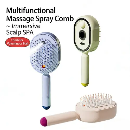 Electric Spray Air Cushion Massage Comb |    Essential Oil Mist Hair Care Comb |   Self-Cleaning Anti-Tangle |   Anti-Static Volumizing Aromatherapy Comb,Random color.