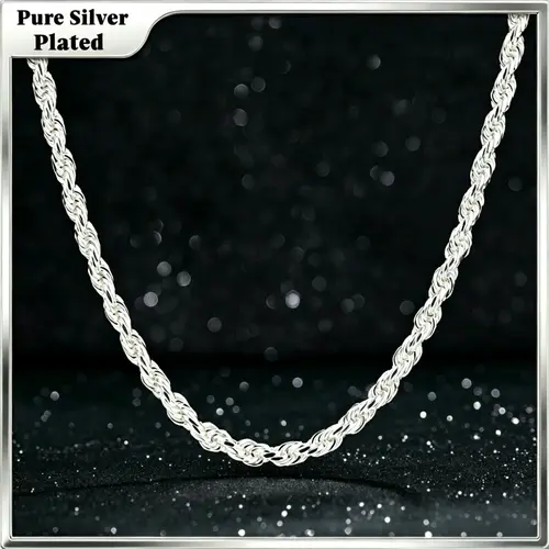 Holylegend Pure Silver Plated Rope Chain ,10X Thicker Silver Coating with Nano Anti-Tarnish Layer, Hypoallergenic Flexible Soft Link Jewelry