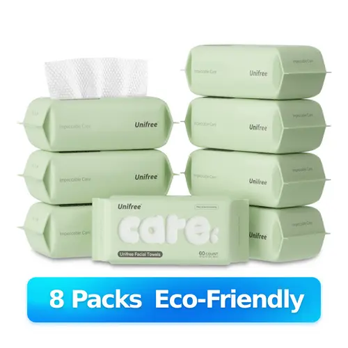 [S] Unifree Biodegradable Disposable Face Towels Pack, Soft Thick Soft Facial Tissues, Biodegradable for Eco Care, Single-Use Towelettes for Home Bathroom Hand & Facial Drying Simple Use, sohochic