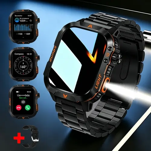 Newest Multifunctional Digital Smartwatch Wristwatch for Men - LED Light Portable Sporty Smart Watch, Wireless Calls, Message Alerts, Sports Mode, Voice Control, Weather, Stopwatch Timer, Android & iOS Compatible,sohochic