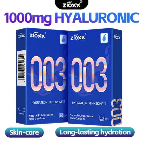 Zioxx 003 Ultra-Fine 0.045mm Men's Condoms, 10pcs HA Lubricated Natural Latex Snug Fit, Adult Intimate Wellness & Date Night Essential with Hyaluronic Glide#sohochic