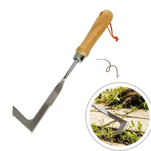 2026 Crack Weeder Tool , lawn mower tools Stainless Steel Manual Grass Puller with Beech Wood Handle for Sidewalk Driveways Patio Paver Narrow and Wall Gaps Garden