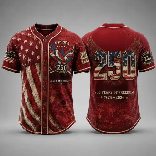 America 250th Anniversary Baseball Jersey, USA Jersey, 1776 2026 Patriotic Shirt, 4th of July Gift, Freedom Jersey Comfortable to wear, a must-have for game days and holidays