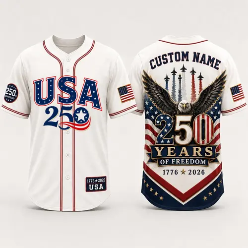 America 250 Years Baseball Jersey, USA 250th Anniversary Jersey, 1776 2026 Freedom Shirt, Patriotic Eagle Jersey Comfortable to wear, a must-have for game days and holidays