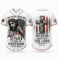 Christian Patriotic Baseball Jersey, Jesus Jersey, One Nation Under God Shirt, 250 Years of Freedom 1776 2026 Gift, America 250 Comfortable to wear, a must-have for game days and holidays