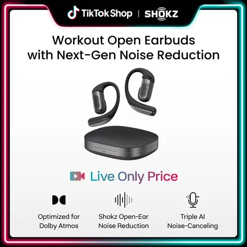 SHOKZ OpenFit Pro Open-Ear Earbuds (Audio Headset for Phones), Noise Reduction, Dolby Atmos Superior Sound, Secure Fit, AI Call Clarity, 50H Playtime, Bluetooth 6.1, IP55, Alloy-Silicone Build, Gym-Office Use