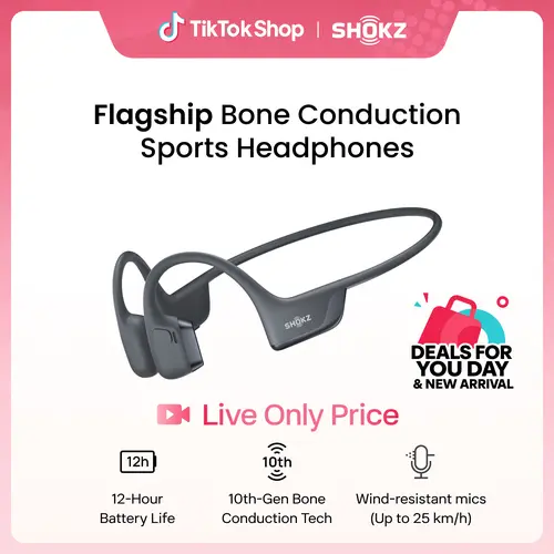 【Live only】SHOKZ OpenRun Pro 2 Bone Conduction Bluetooth Sport Headphones；DualPitch premium sound；Open ear awareness; Smart Mic; IP55; 12H battery; Running/Cycling/Hiking