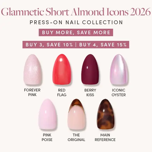Glamnetic Short Almond Icons 2026 Press-On Nail Collection