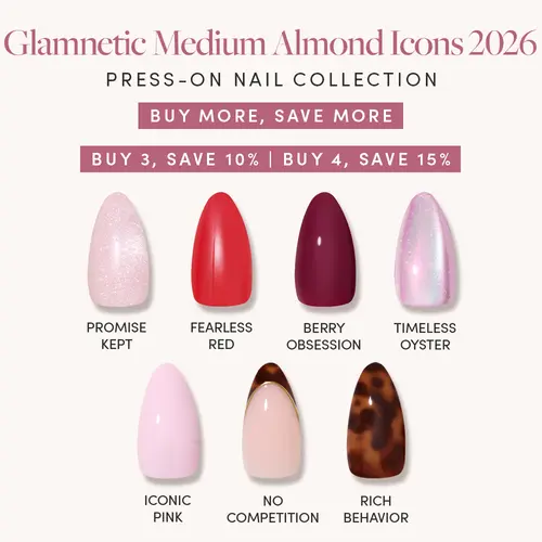 Glamnetic Medium Almond Icons 2026 Press-On Nail Collection Berry Obsession