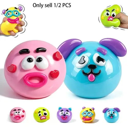 NEW Squishy Cutie Dog Face Swap Fidget Toy - Safe Maltose Material, Soft Texture, Compact Anxiety Relief Tool, Pink Mold Squishy, Whimsical Unique Relaxing Gifts for Party Bags & Festive Occasions