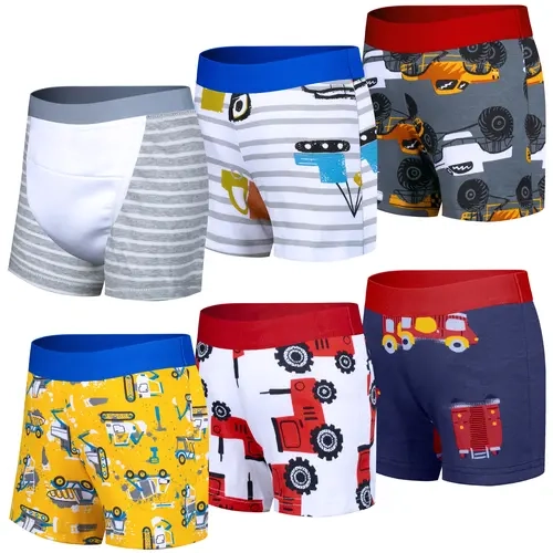 Big Elephant 2-in-1 Potty Trainer for Toddler, 6 Pack Toddler Potty Training Pants, 100% Cotton Light Absorbent Shorts with Detachable Liner, Elastic Waist, Daytime Toilet Training 2T-5T,sohochic
