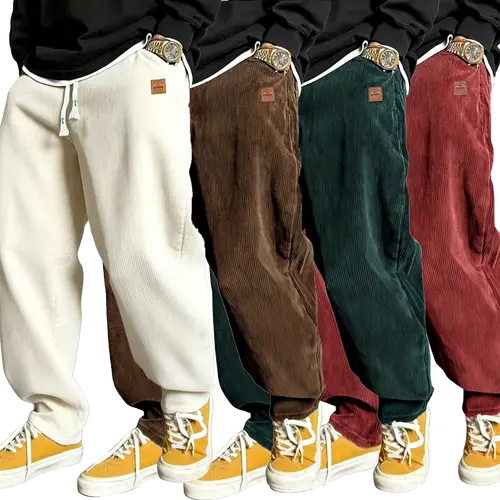 Men’s lightweight casual long pants for summer — loose fit, drawstring design, stylish, suitable for indoor gatherings and outdoor activities, minimalist design, comfortable to wear