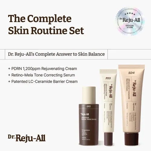 [Official] Dr.Reju-All Complete Skin Routine Multi-Pack Bundle - Advanced PDRN Rejuvenating Set (Rejuvenating Cream, Retino-mela Serum, LC-Ceramide Cream) - Sensitive, Lightweight, Smooth Skin Routine, Targets Texture, Firmness, Hydration, Layer Daily