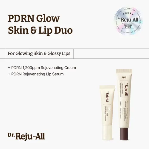 [Official] Dr. Reju-All PDRN Glow Skin & Lip Duo - Advanced PDRN Rejuvenating Cream, Fragrance-Free Sensitive Skin Face Moisturizer, Elastic Glide Brightening Lip Serum, Korean Anti-Aging Hydration Treatment