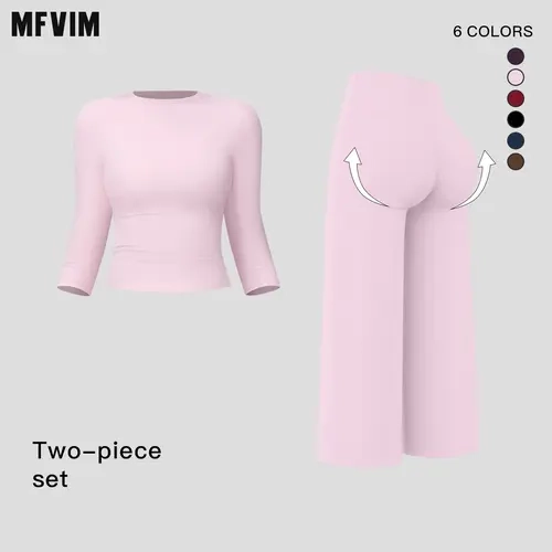 MFVIM Women’s 2-Piece Yoga Fitness Suit - High Waist Gym Sets, Fitted Workout Sets, Figure-Flattering Butt-Lifting Activewear for Yoga, Casual Outdoor Running, Workout Sets For Women,travel essentials,camping essentials,back to school,back to school haul