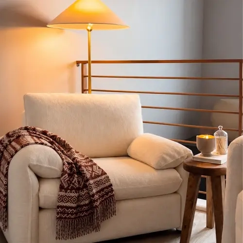 【SohoChic】ONBRILL Oversized Accent Chair, 41 Inch Chenille Fabric Armchair, Comfy Single Sofa Chair with Padded Arms, Pocket Spring Cushion, Modern Reading Chair,  Living Room Furniture, Bedroom Furniture
