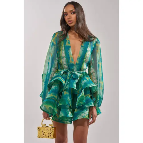 SEA BREEZE RUFFLE MINI DRESS