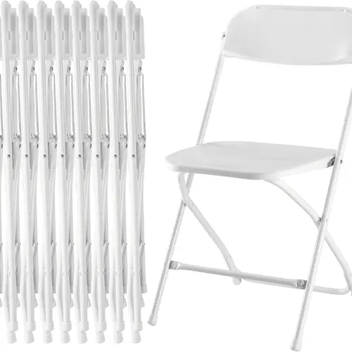 Simple Deluxe Plastic Armless Foldable Stackable Chairs with Metal Frame, 330lb Capacity, Waterproof Easy-to-Use Stools, Black & White 4/6/10-Pack Commercial Office Reception Chairs for Indoor Outdoor Parties