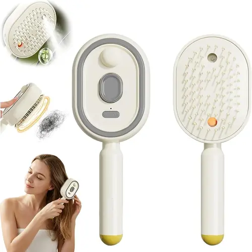 Electric Spray Air Cushion Massage Comb – Self-Cleaning, Anti-Tangle, Anti-Static, Volumizing Hair Brush with Essential Oil Mist Aromatherapy for Hair Care