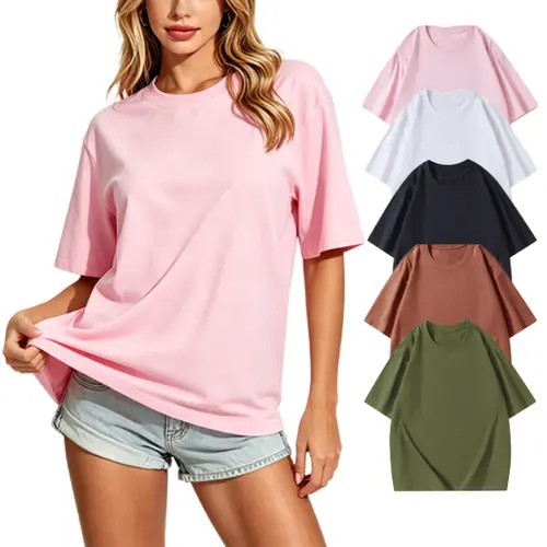 Women's 4-Pack 100% Polyester Casual Loose Fit Solid Color Round Neck Short Sleeve Basic Tops, Comfy Casual Simple Fits Elevated Basics Wardrobe Staples for Summer Golf