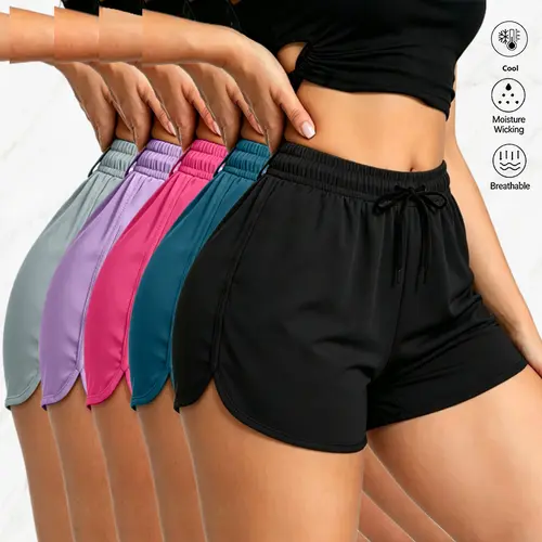 Pack of 5. Women’s casual athletic shorts, high-waisted butt-lifting waistband, sexy slim breathable shorts, three-inch inseam yoga fitness shorts