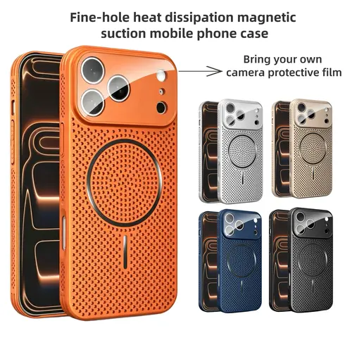 Magnetic Honeycomb Mesh Cooling Smartphone Case - Breathable PC Shell with Dopamine Color Matching, Secure Buttons, Wireless Device Compatibility, Protection & Resistance, Unisex for iPhone 17/16/15/14/13/12 Pro Max