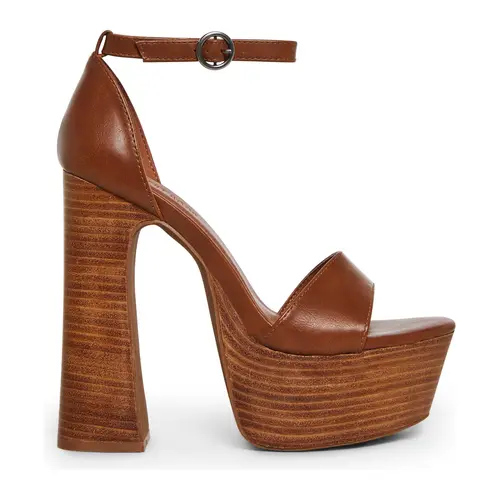 Holy Revelation Wooden Platform Heels - Brown