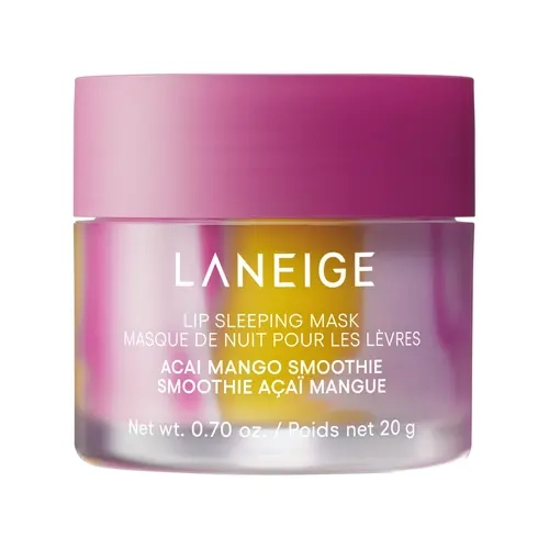 LANEIGE Lip Sleeping Mask Acai Mango Smoothie, Hydrating and Nourishing Lip Mask, Korean Lip Care, Infused with Vitamin C, Murumuru, & Shea Butter