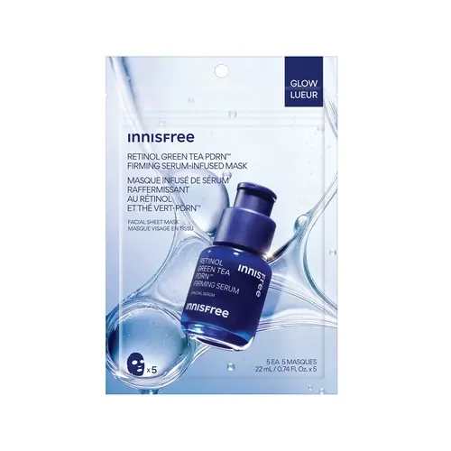 [Innisfree Official] Retinol Green Tea PDRN Sheet Mask 5 Pack, with Serum, Skin Repair & Firming Benefits