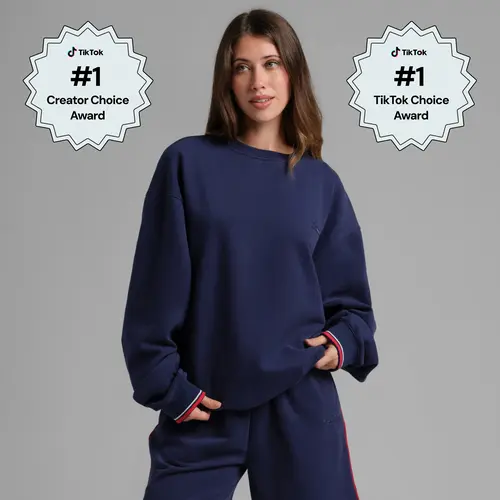 Comfrt | Laid Back Halo Lightweight Crew | Oversized Sporty Pullover Crewneck Sweatshirt Summer Fleece