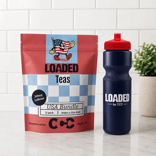 USA 12 pack Loaded Tea Bundle | Mixed Flavors | Hydration Caffeinated Flavored Beverage Mix Packets | One the go | FREE water bottle for the 1st 1000 people