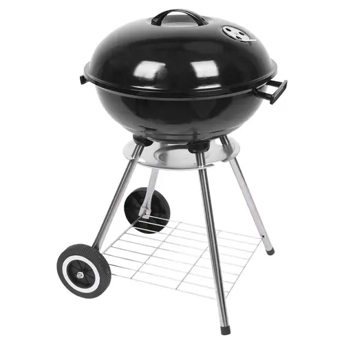 Karlhome 18-Inch Portable Stainless Steel Galvanized Steel Kettle Charcoal Stove Grill - Round Bowl, Lid, Wheels, Storage Holder, Charcoal Flame Brings Real BBQ for Camping, Commercial Restaurant Use