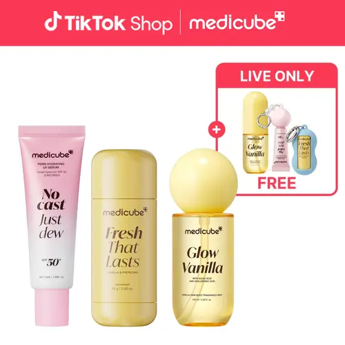 [LIVE Exclusive] [medicube] Beat the Sun, Sweat & Odor Set | 24 Hours Odor Control, Deep Hydration, Body Brightening Care & Boosting Hair Radiance, Daily Lightweight Sunscreen SPF 50, Glow Vanilla | Korean Skincare, K-Beauty