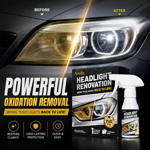 Aredia Headlight Renovation Kit - Car Detailing Product with Ceramic Coat, Fast Fix, Safe for All Headlight Materials & All Cars, Restores Oxidized, Yellowed, Blurred Surfaces,toolupgrade