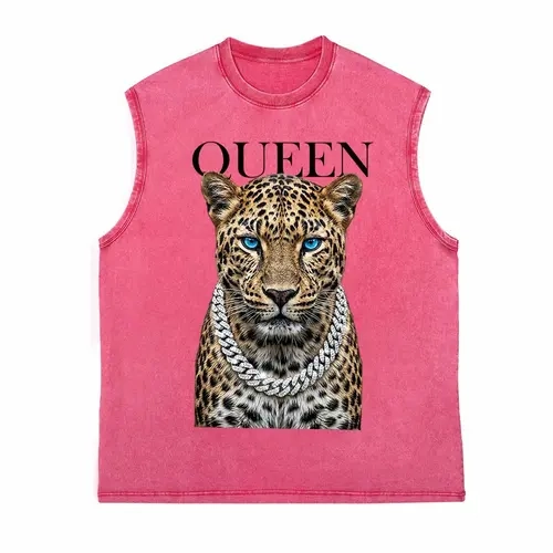 Chic Vintage-Style Sleeveless Tank Top with a Washed Leopard Print Graphic, Fashion Apparel, Elegant