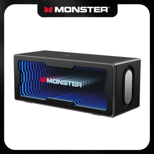 Monster S280 Compact Portable Bluetooth Speaker with 40W Stereo Sound, Bluetooth 6.0, 3D LED Light Show, Wireless Charging Station, Hands-Free Calling, USB/AUX/TF Card Support, Adjustable Pad for Devices, Home & Party Use - TikTokShopBackToSchool, Audio,,