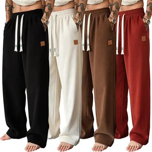 Men's 4-Pack Solid Regular Fit Sporty Casual Sweatpants - Non-Cropped Active Clothing with Adjustable Drawstring, Multiple Pockets for Gym, Everyday Wear,sohochic