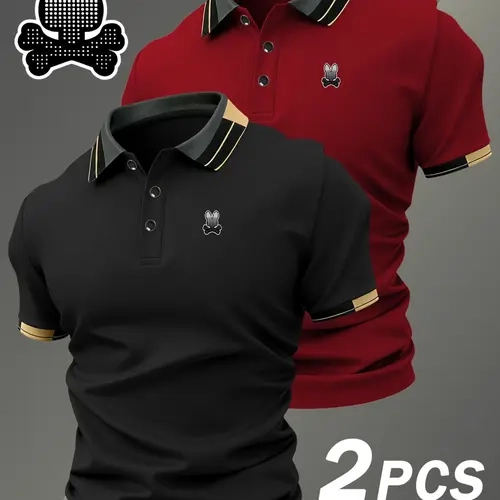 Men's Casual Breathable Comfortable Fitted Polo Shirt, Geometric Pattern All Seasons Wear