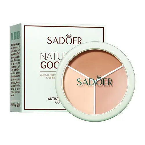 3-Color Cosmetic Concealer & Contour Palette - Easy-Blending Cream Makeup for Face Shaping, Brightening, Blemish Cover, Smoothing Uneven Skin Tone, Airbrushed Finish, All-Day Wear, All Skin Types,sohochic