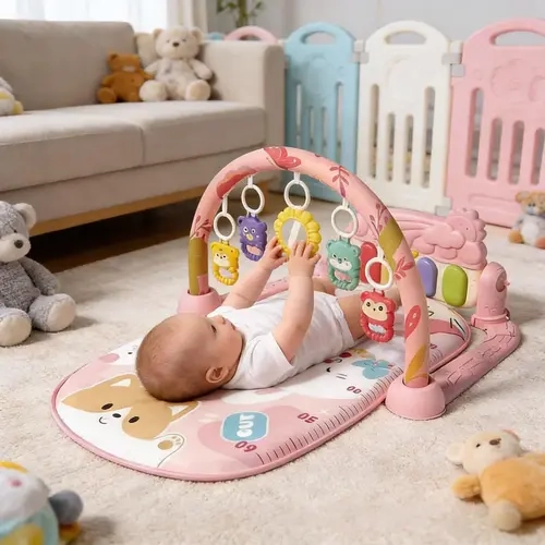 Cochildor Cotton 3-in-1 Baby Play Mat - Activity Mat, Newborn Tummy Time Pad, Piano Pad for Kicking & Playing, Nursery Development Gift for 0-36 Months Infants
