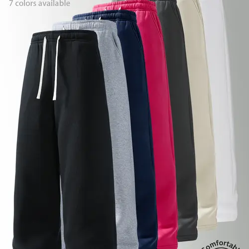 3-Pack Men's Pants, Unisex Baggy Sweatpants, Wide-Leg Casual Athletic Pant, Drawstring Waistband, Soft Relaxed Straight Fit Loose Sport Pant, Plus Size Oversized Everyday Outfit, Autumn Winter Gym Use, Casual Pocket Design Pant(optional 3-pack and 1-pack)